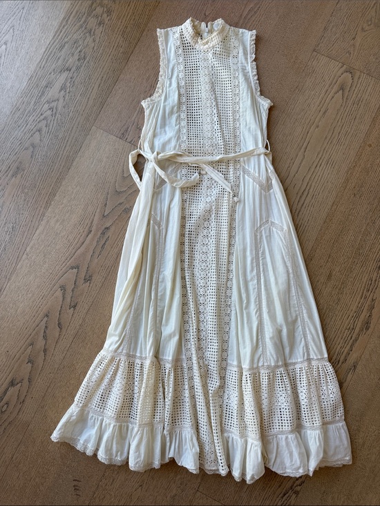 Zimmermann Dresses & Skirts - Zimmermann Ivory Crochet Maxi Dress with Tie Waist